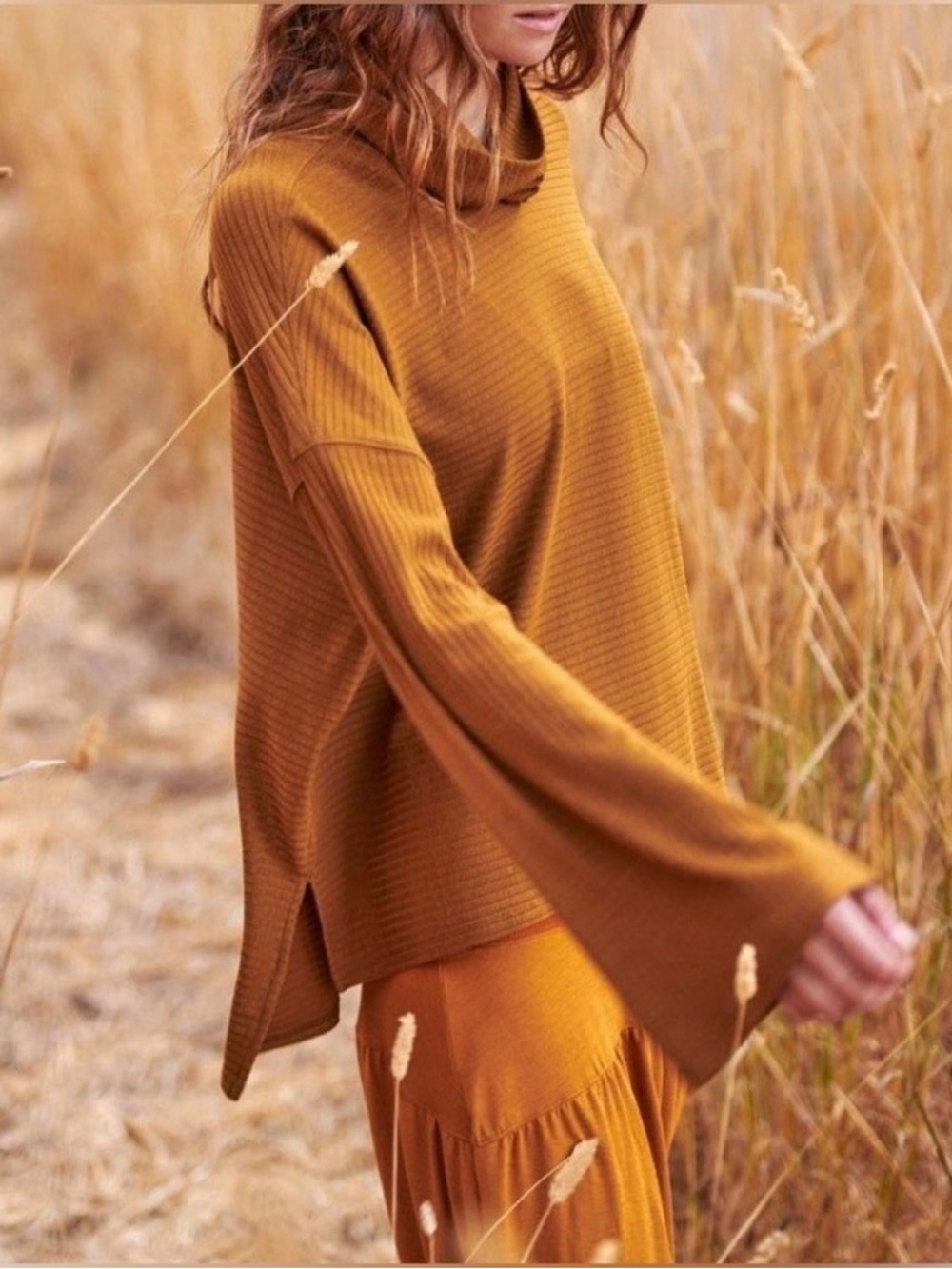 Free People Movement Can’t Handle This Top Ribbed Copper Bell Sleeved Top